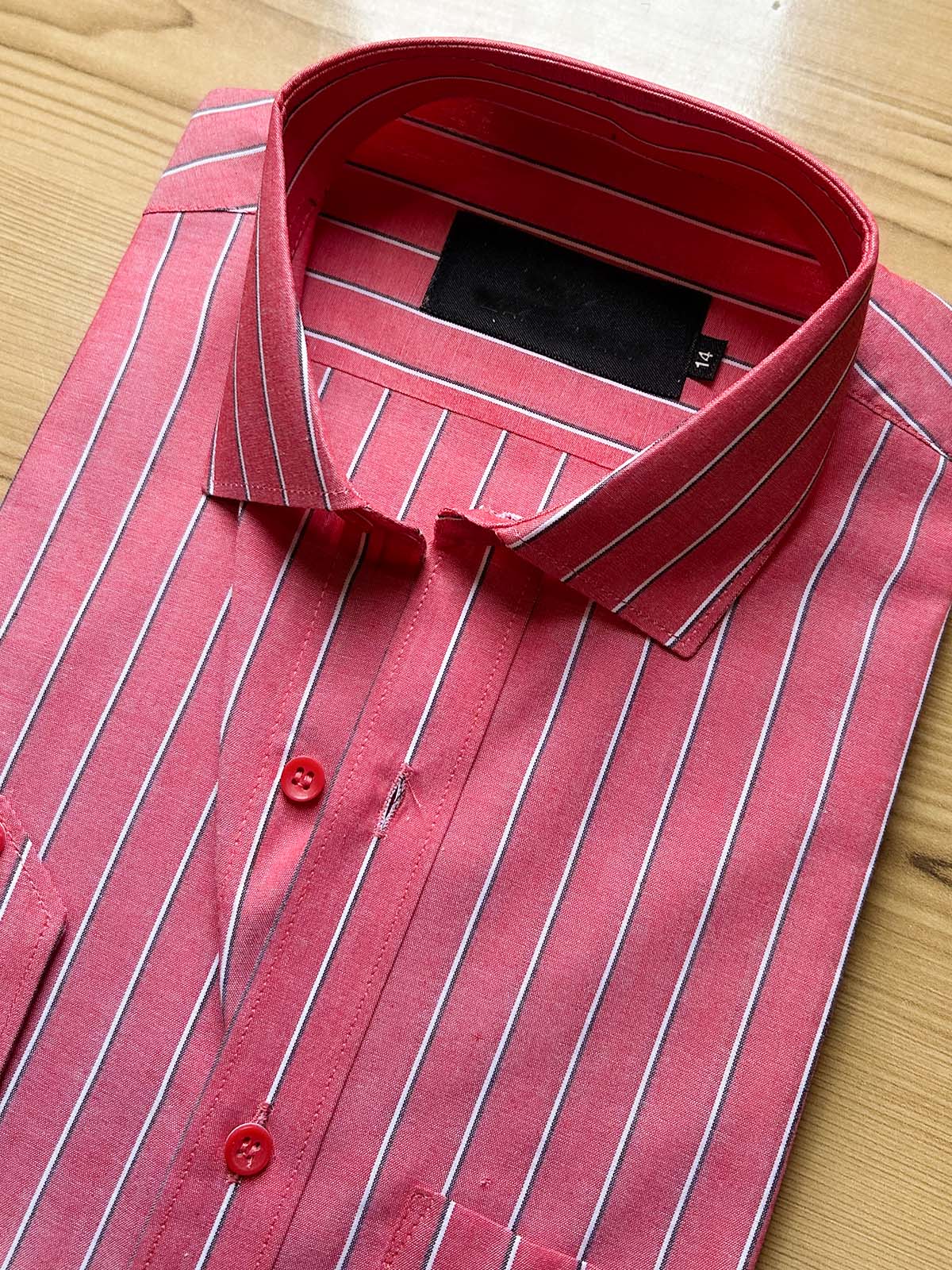 Deep Red Lines Formal Dress Shirt For Men MFS557