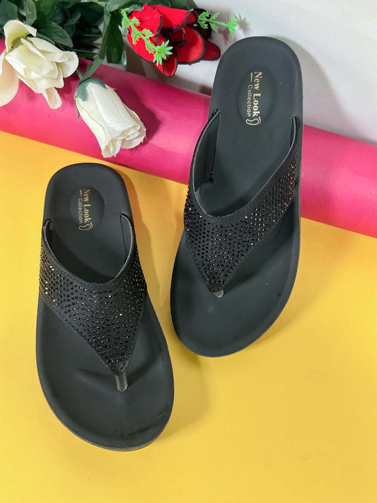 Black Casual Slipper for Women WS45