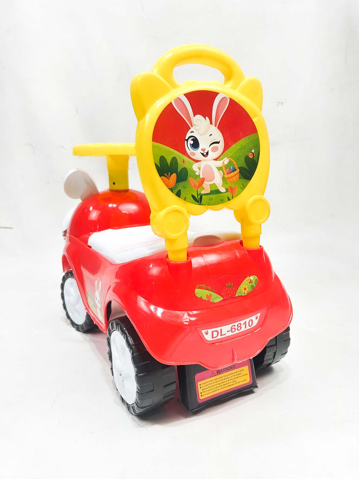 Rabbit Red 4 Wheel Ride On Push Car For Kids