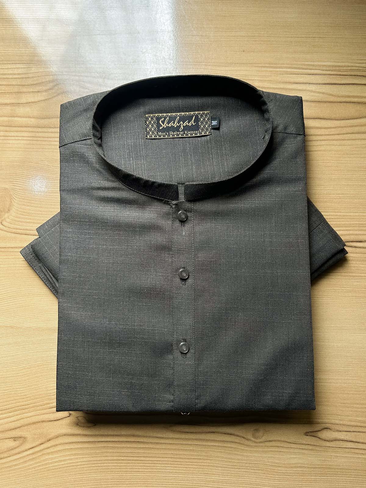 988-5 MSK536 Dark Grey Stitched Suit Sherwani Collar Kameez Shalwar For Men