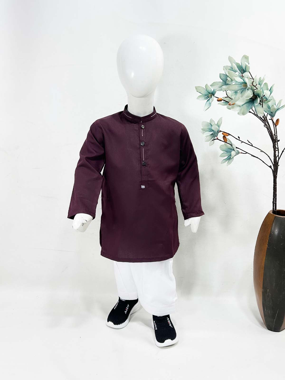 918 2Yrs - 16Yrs Maroon Kameez Shalwar Suit For Boys AM BKS180