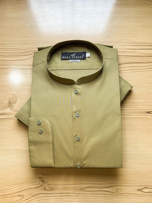 955A-9 MSK477 Olive 100% Cotton Stitched Suit Sherwani Collar Kameez Shalwar For Men