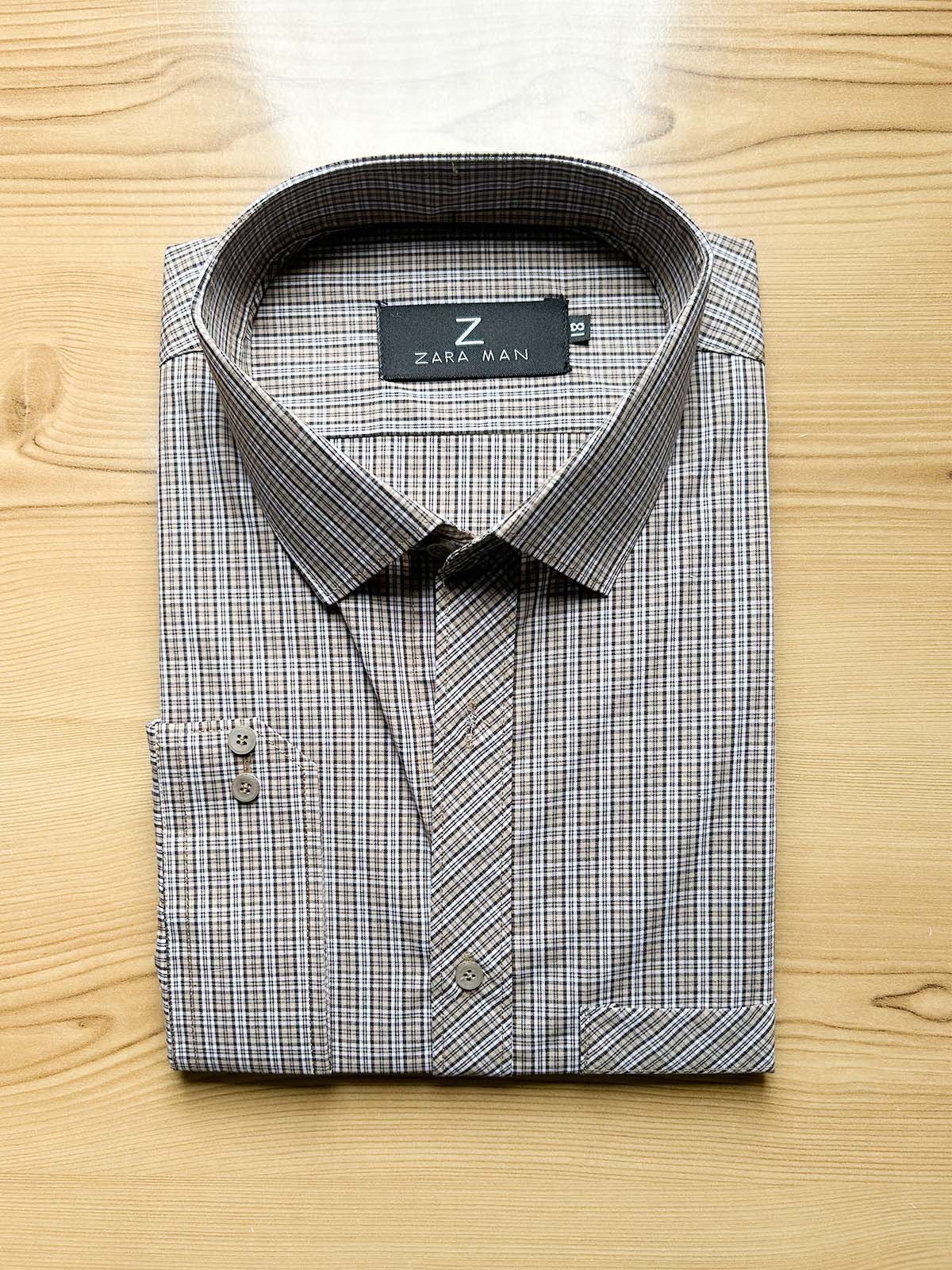 Brown Checks Formal Dress Shirt For Men MFS543