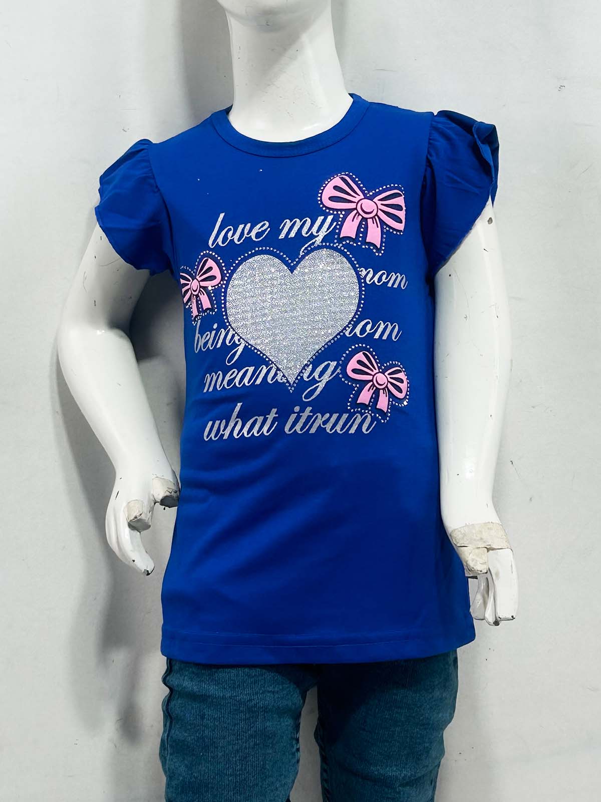 2Yrs - 7Ys Heart Blue T-Shirt For Girls SK GTS103