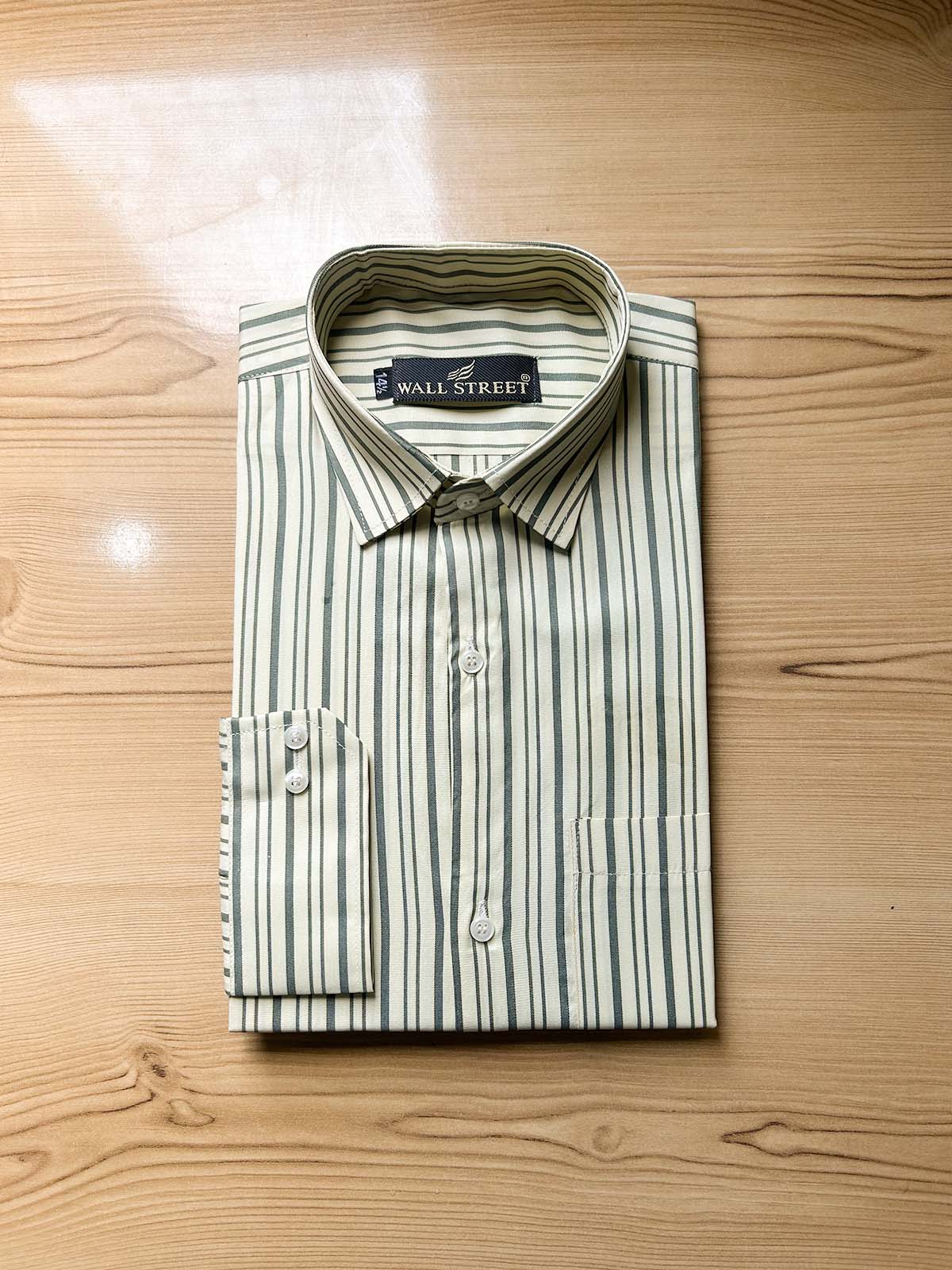 Light Yellow Lines Formal Dress Shirt For Men MFS566