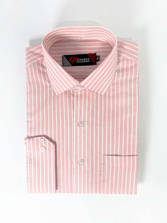 Pink Stripes Formal Dress Shirt For Men MFS407