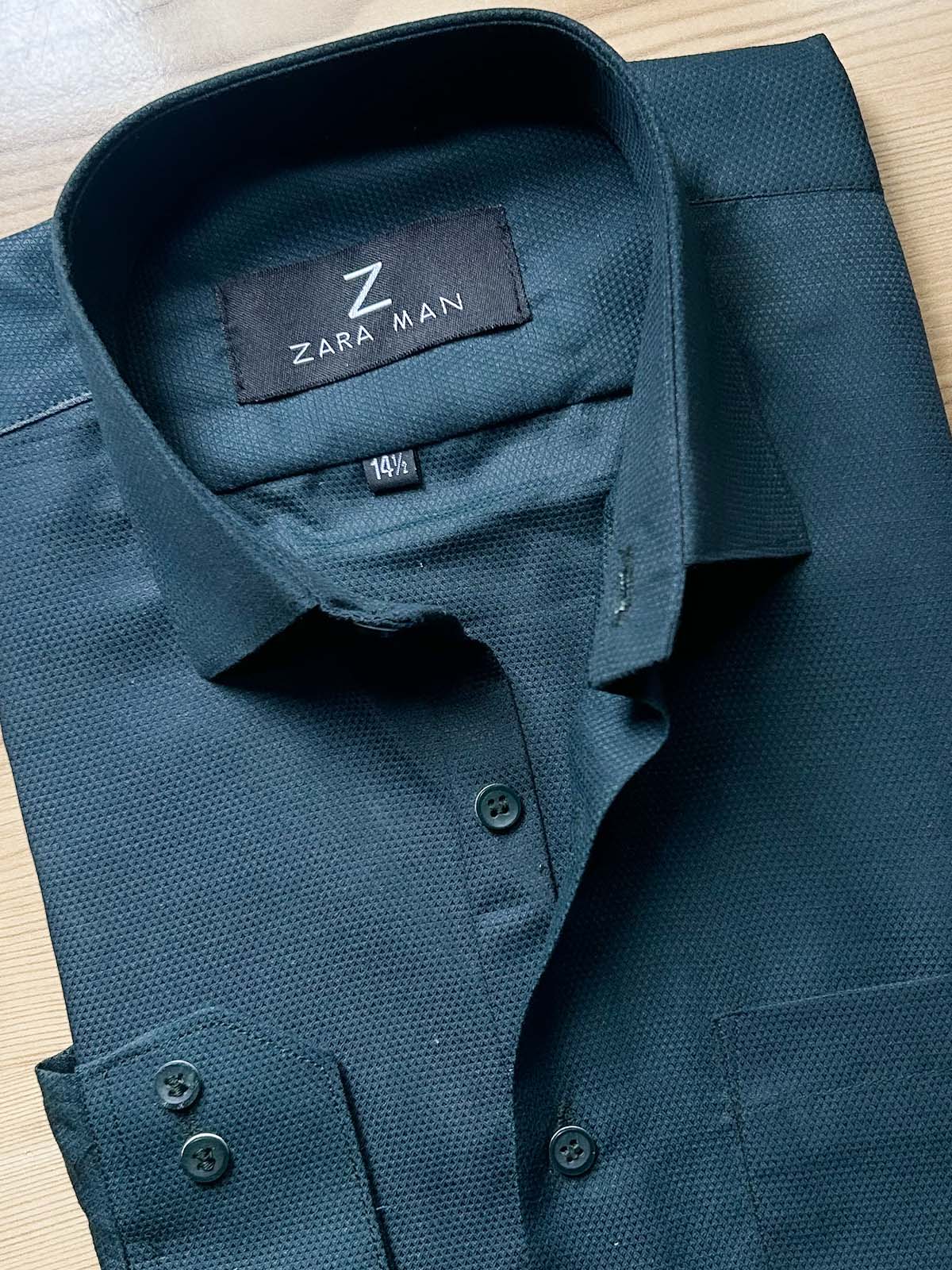 MFS589 D Teal Textured Formal Dress Shirt For Men