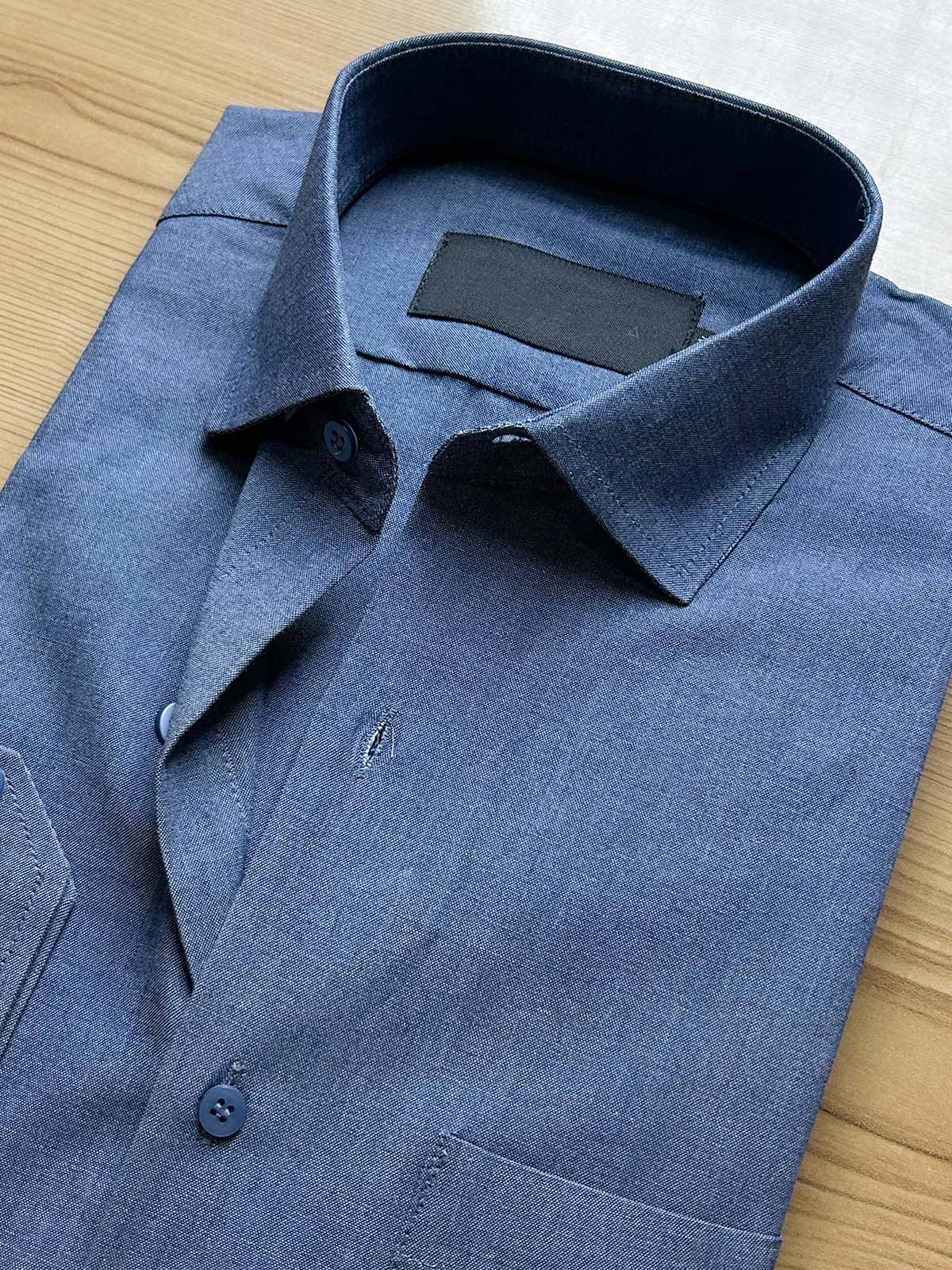 Dark Blue Premium Formal Dress Shirt For Men MFS493