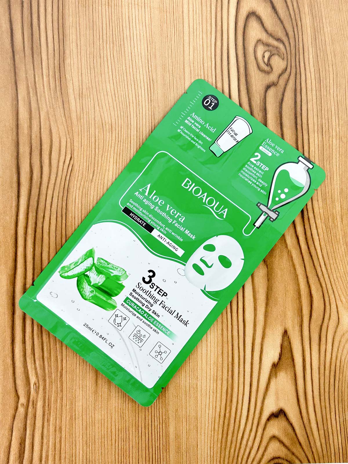Pack of 4 3-Step Collagen, Niacinamide, Hyaluronic Acid & Aloe Vera Sheet Mask C63