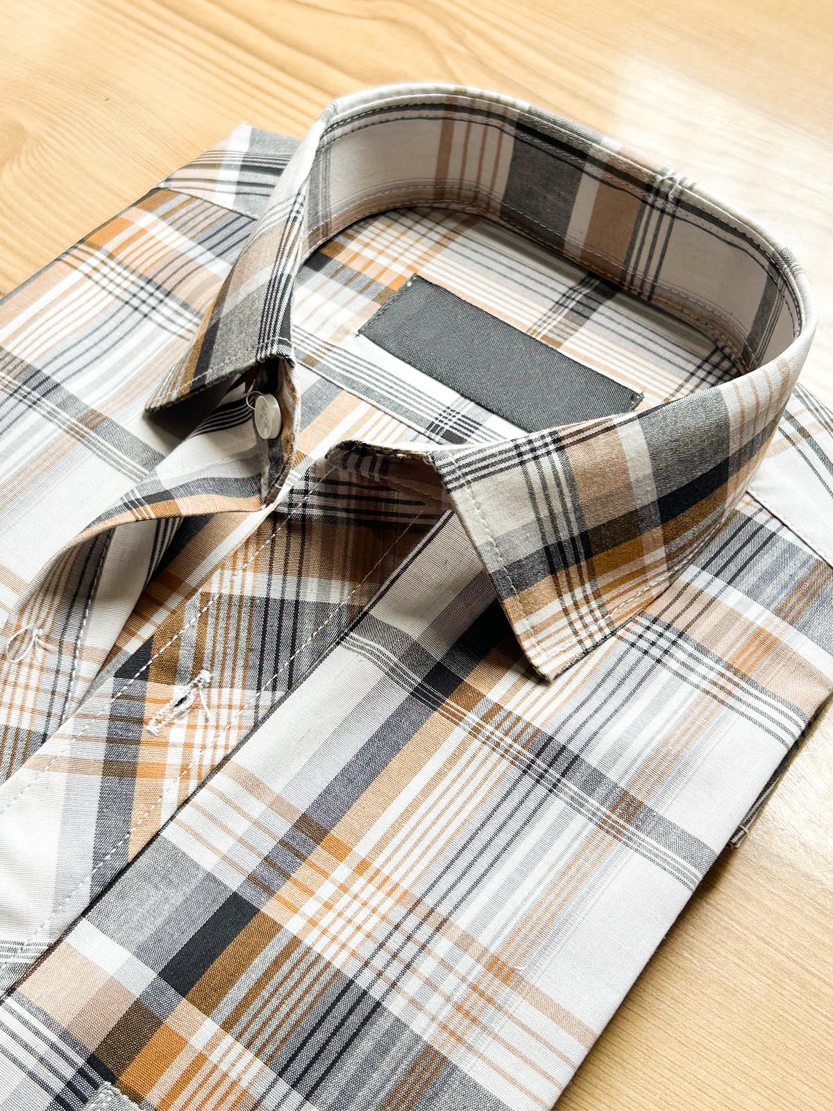 B Brown Checks Formal Dress Shirt For Men MFS500