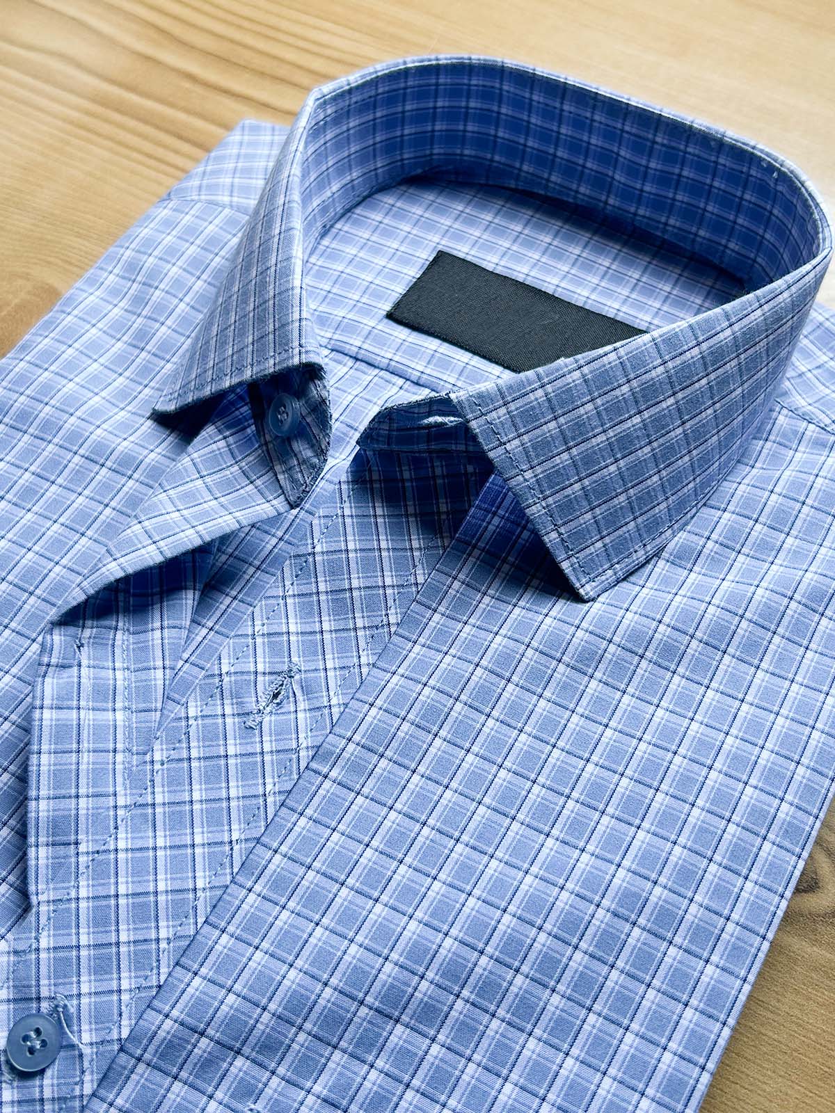 L Blue Checks Formal Dress Shirt For Men MFS511