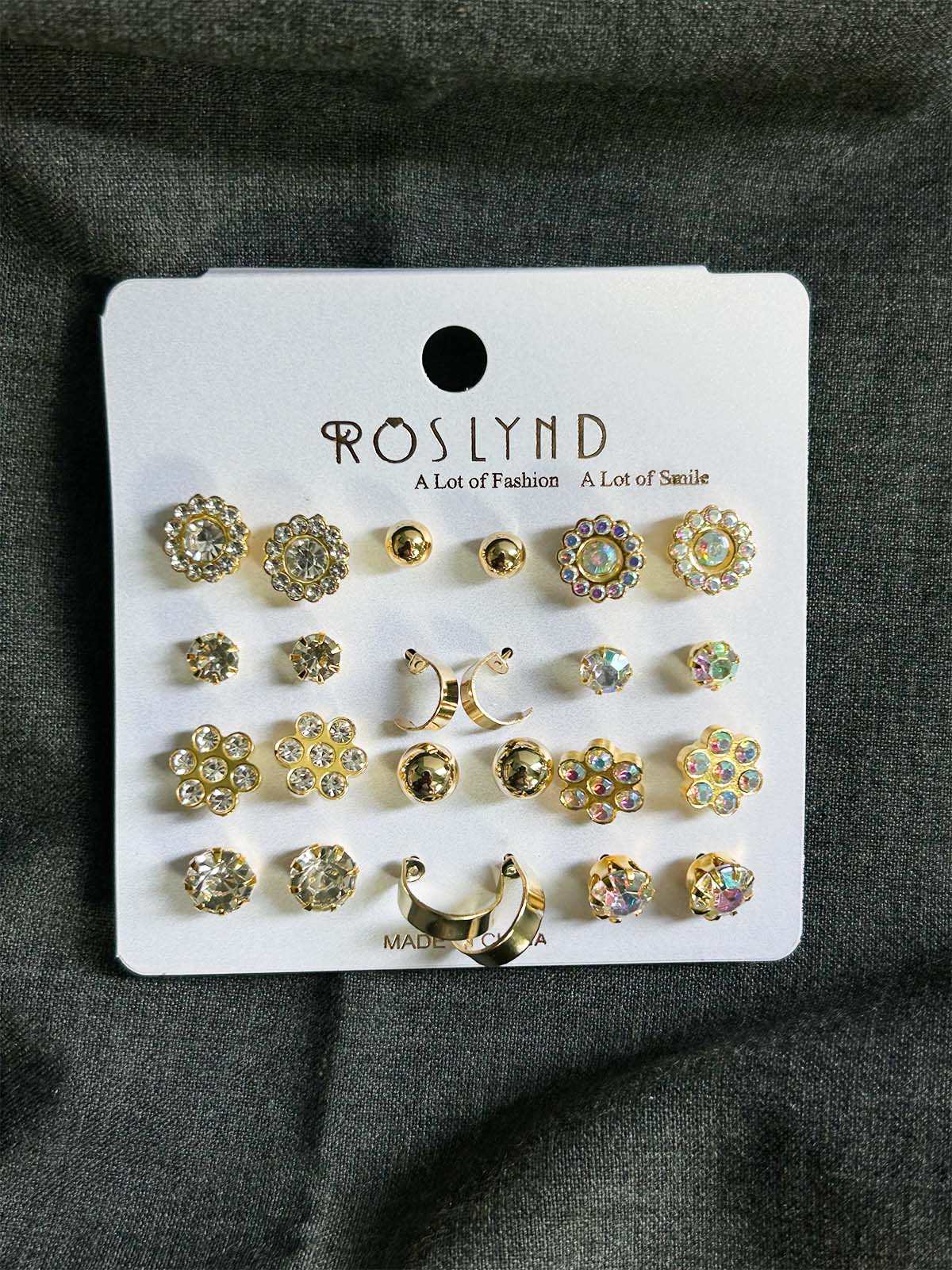 Pack Of 12 Multi Stud Earrings Set WGN37