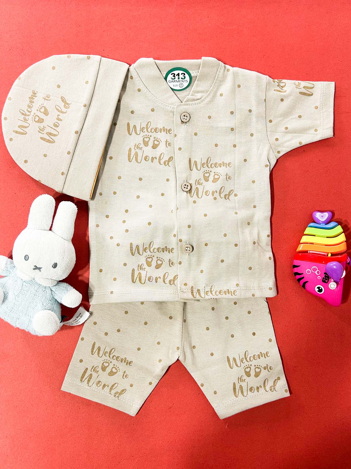 0Mth - 3Mth Brown 3Pcs Suit For Newborns NBS693
