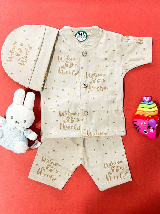0Mth - 3Mth Brown 3Pcs Suit For Newborns NBS693