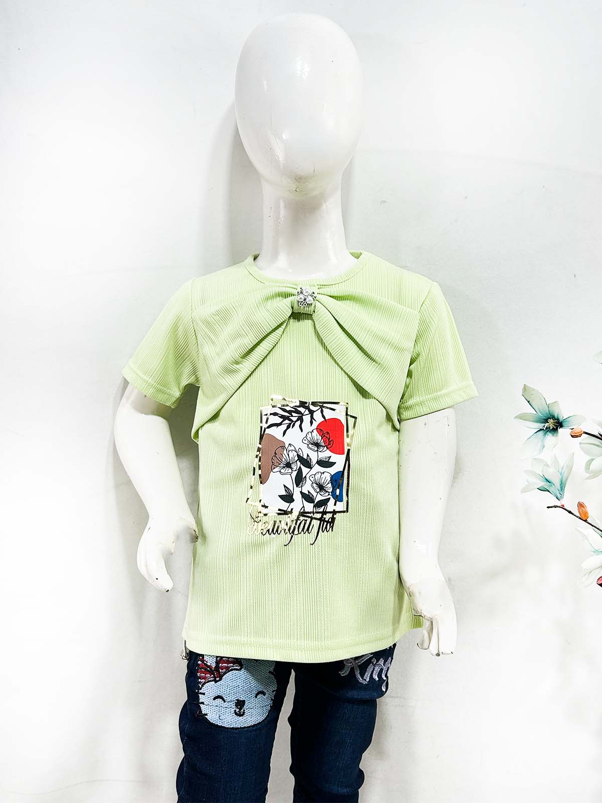 2Yrs - 7Yrs Green T-Shirt For Girls OP GTS94