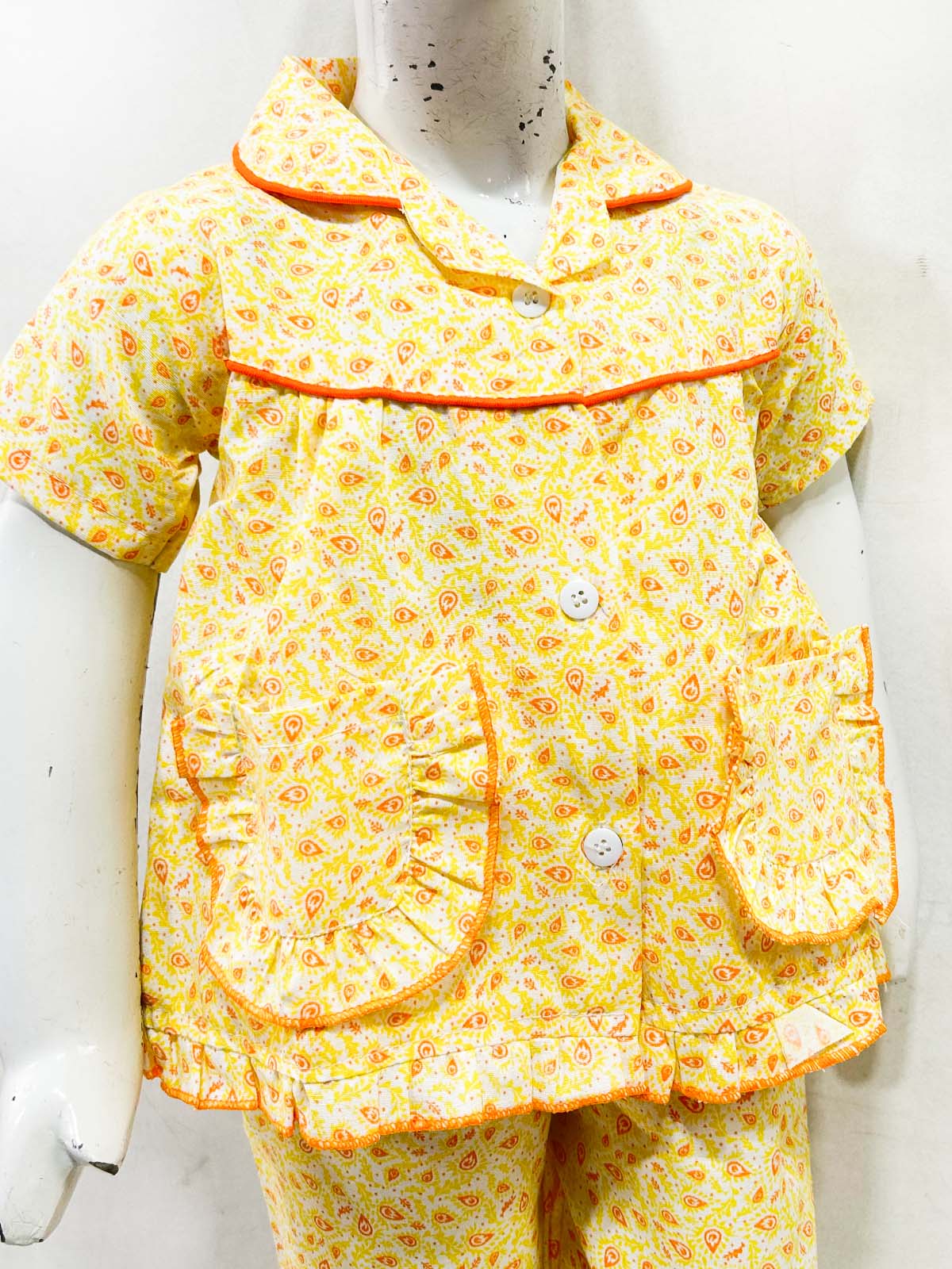 1Yrs - 5Yrs Yellow Cotton Night Suit For Girls NG GNS31