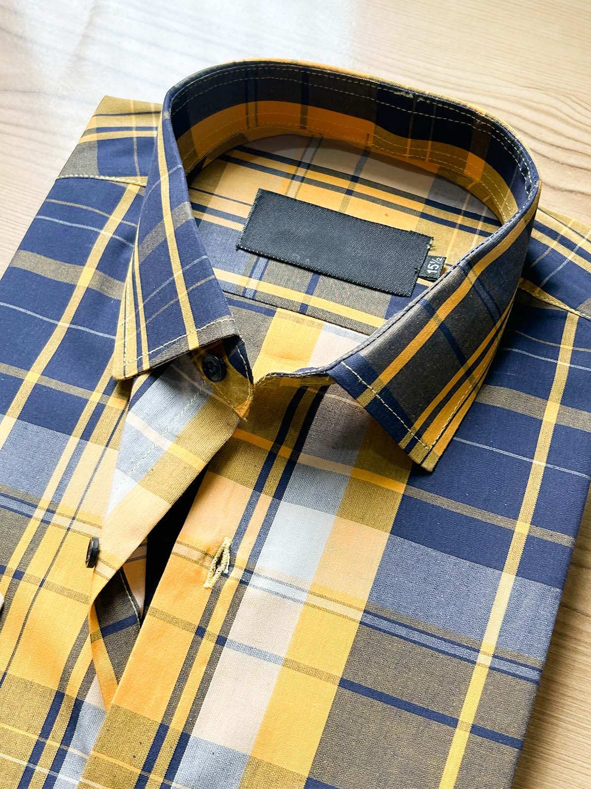 Yellow Checks Formal Dress Shirt For Men MFS533