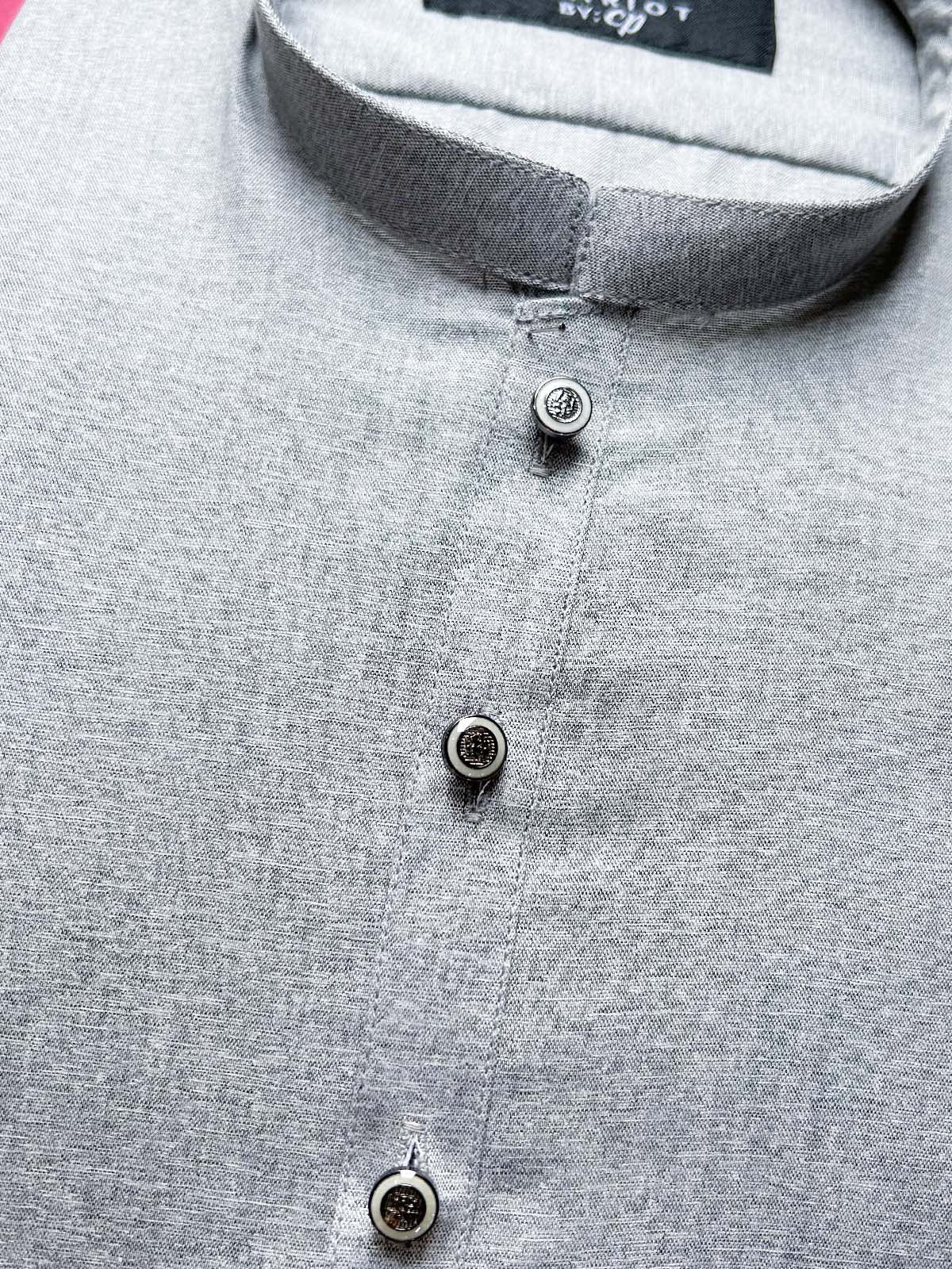 946A-1 Grey Stitched Suit Sherwani Collar Kameez Shalwar For Men MSK374