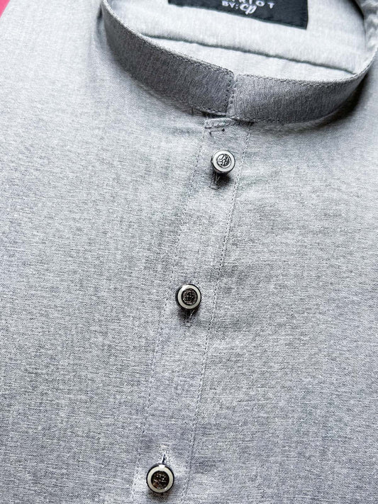 946A-1 Grey Stitched Suit Sherwani Collar Kameez Shalwar For Men MSK374