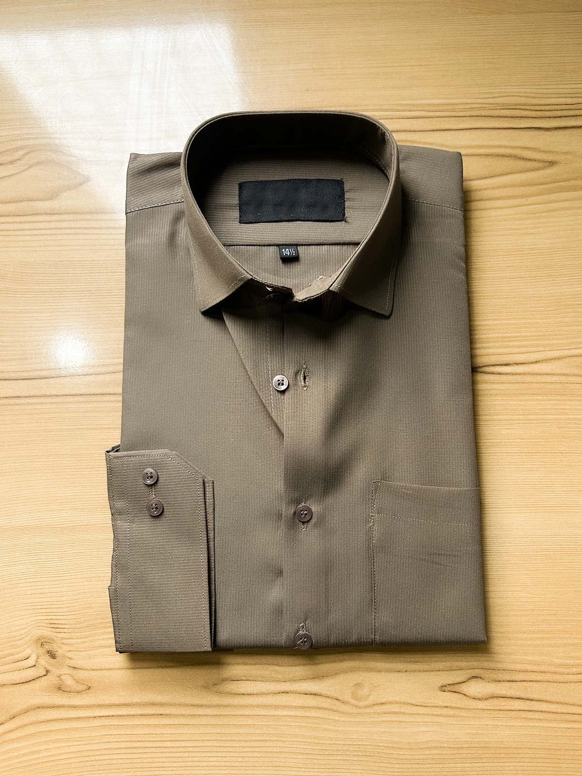 Brown Self Formal Dress Shirt For Men MFS564