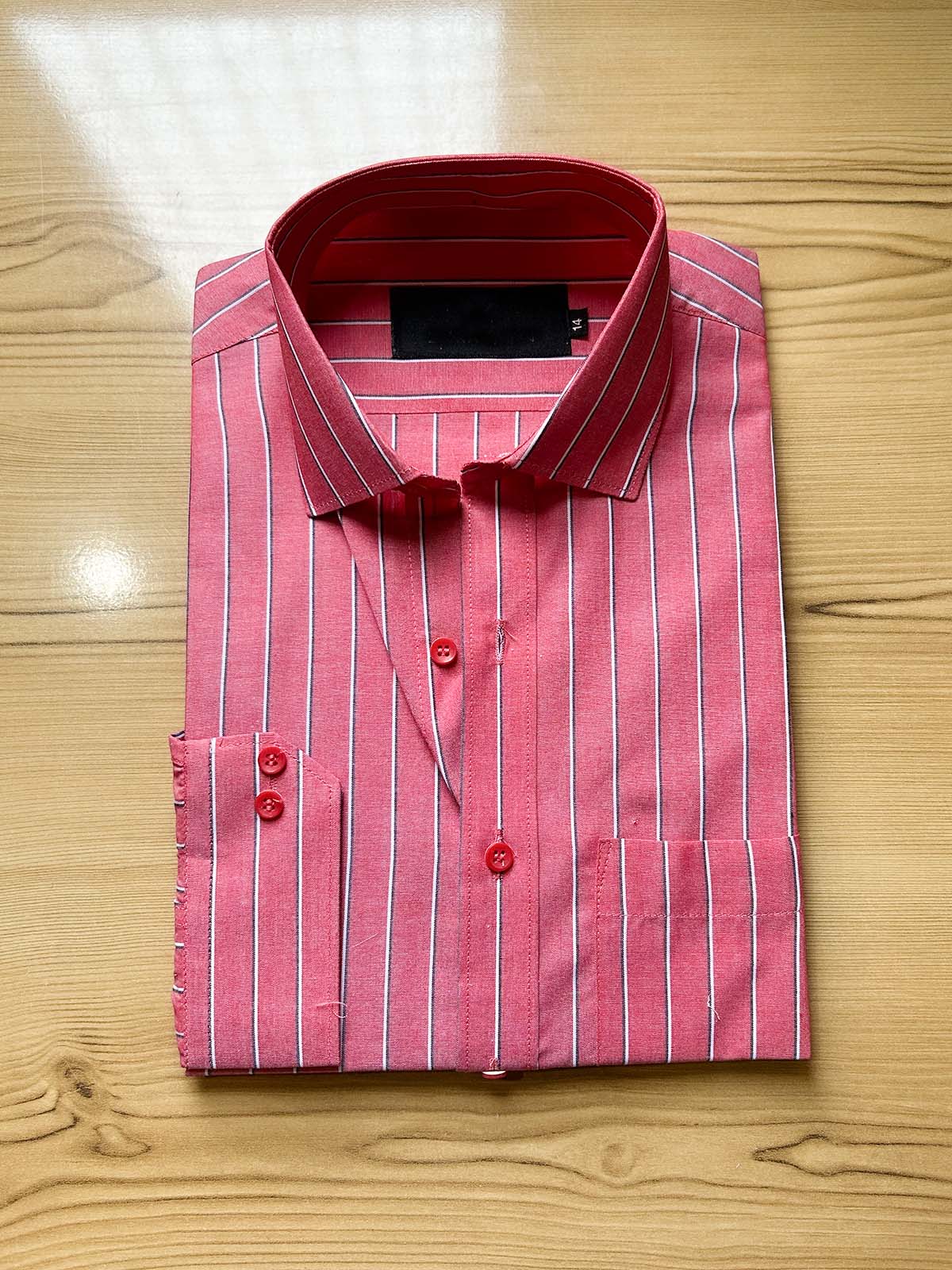 Deep Red Lines Formal Dress Shirt For Men MFS557