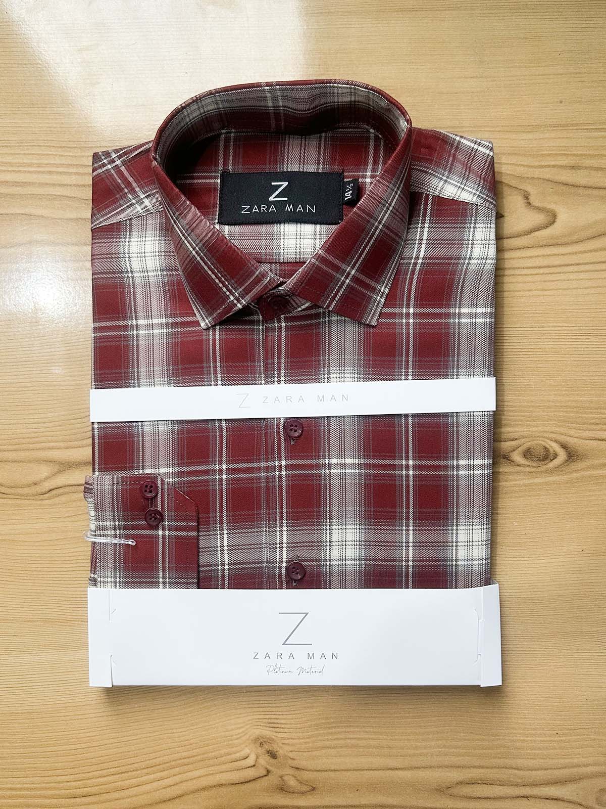 MFS607 Red Checks Formal Dress Shirt For Men