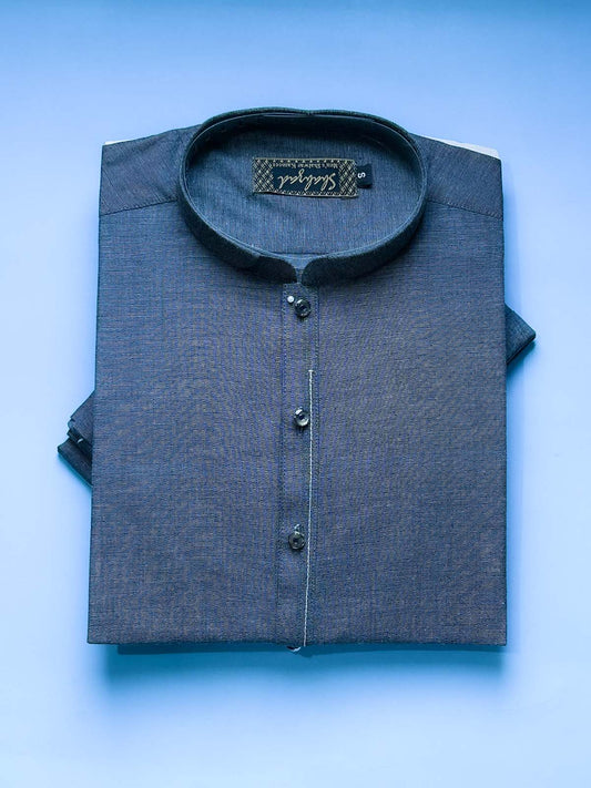 973-6 Dark Blue Stitched Kurta Pajama Suit For Men MSK437