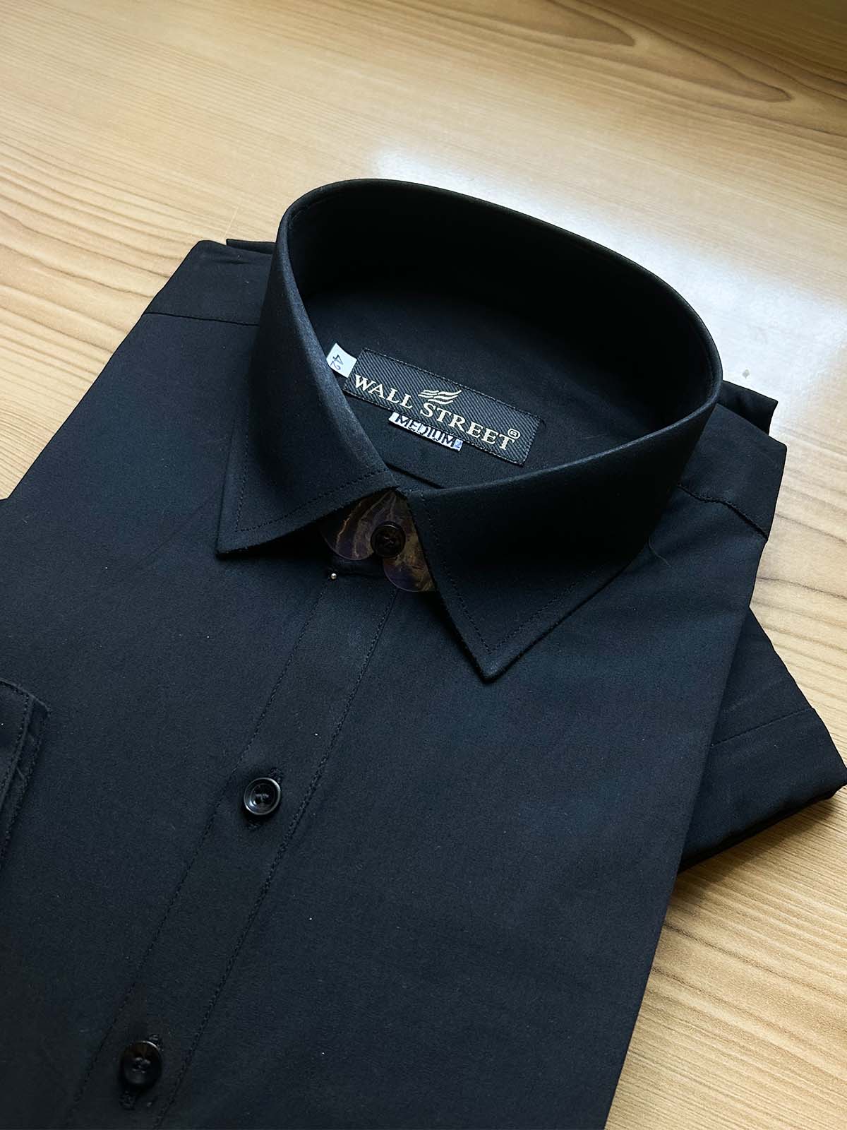 955-6 MSK472 Black Stitched Suit Shirt Collar Kameez Shalwar For Men