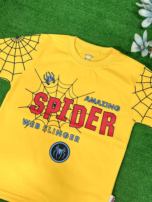 3Yrs - 7Yrs Spider Yellow T-Shirt For Boys SG BTS127
