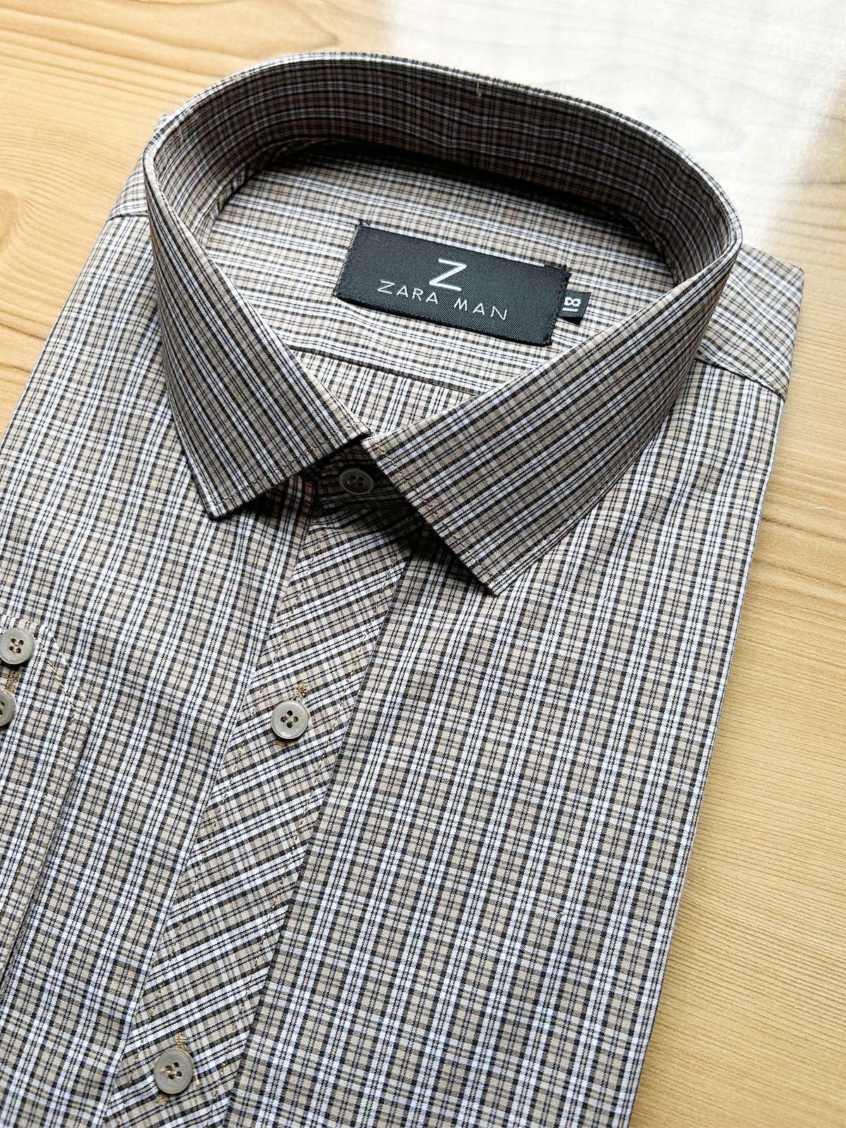 Brown Checks Formal Dress Shirt For Men MFS543