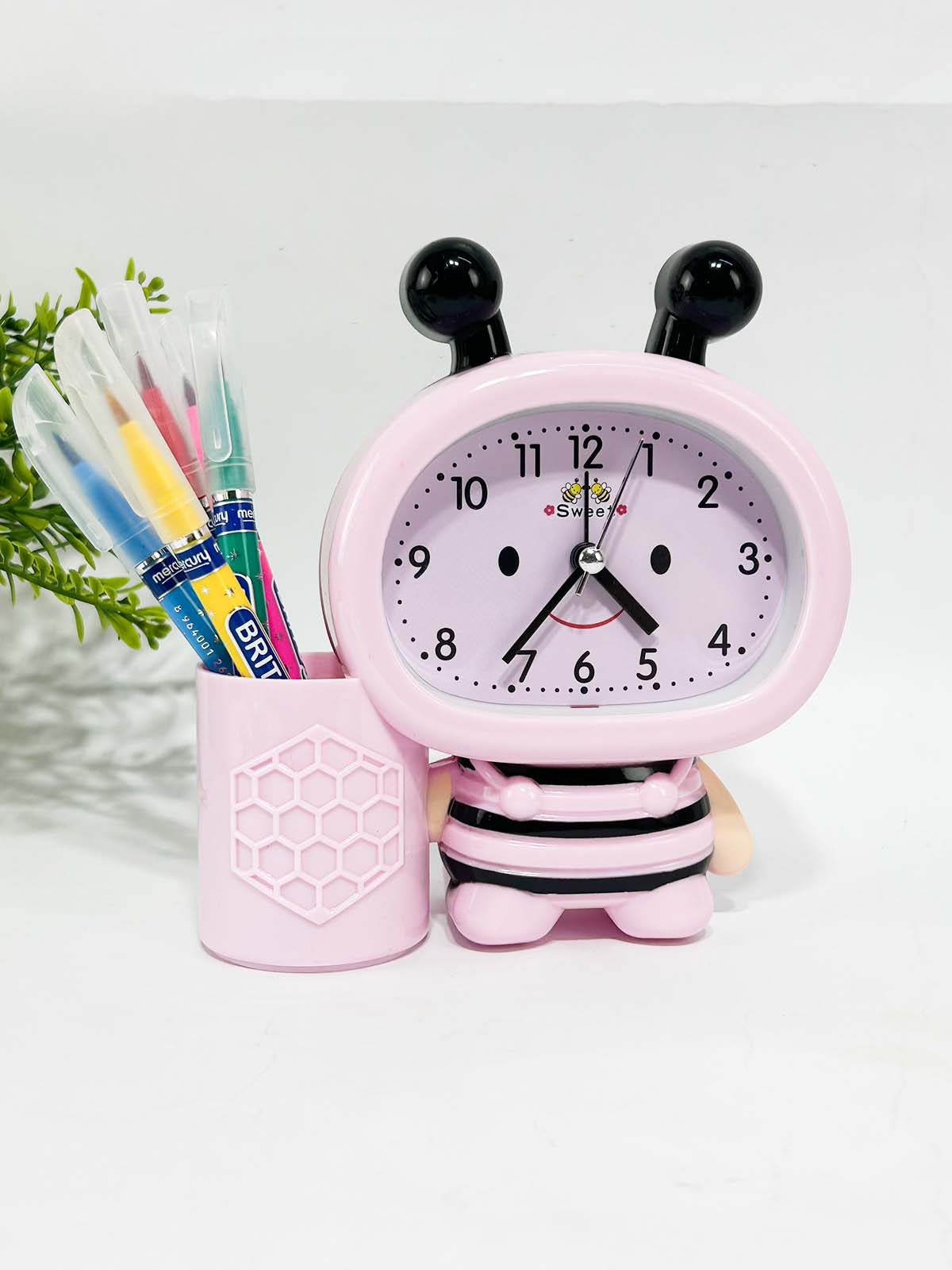 Pink Kids Study Table Alarm Clock WTB41