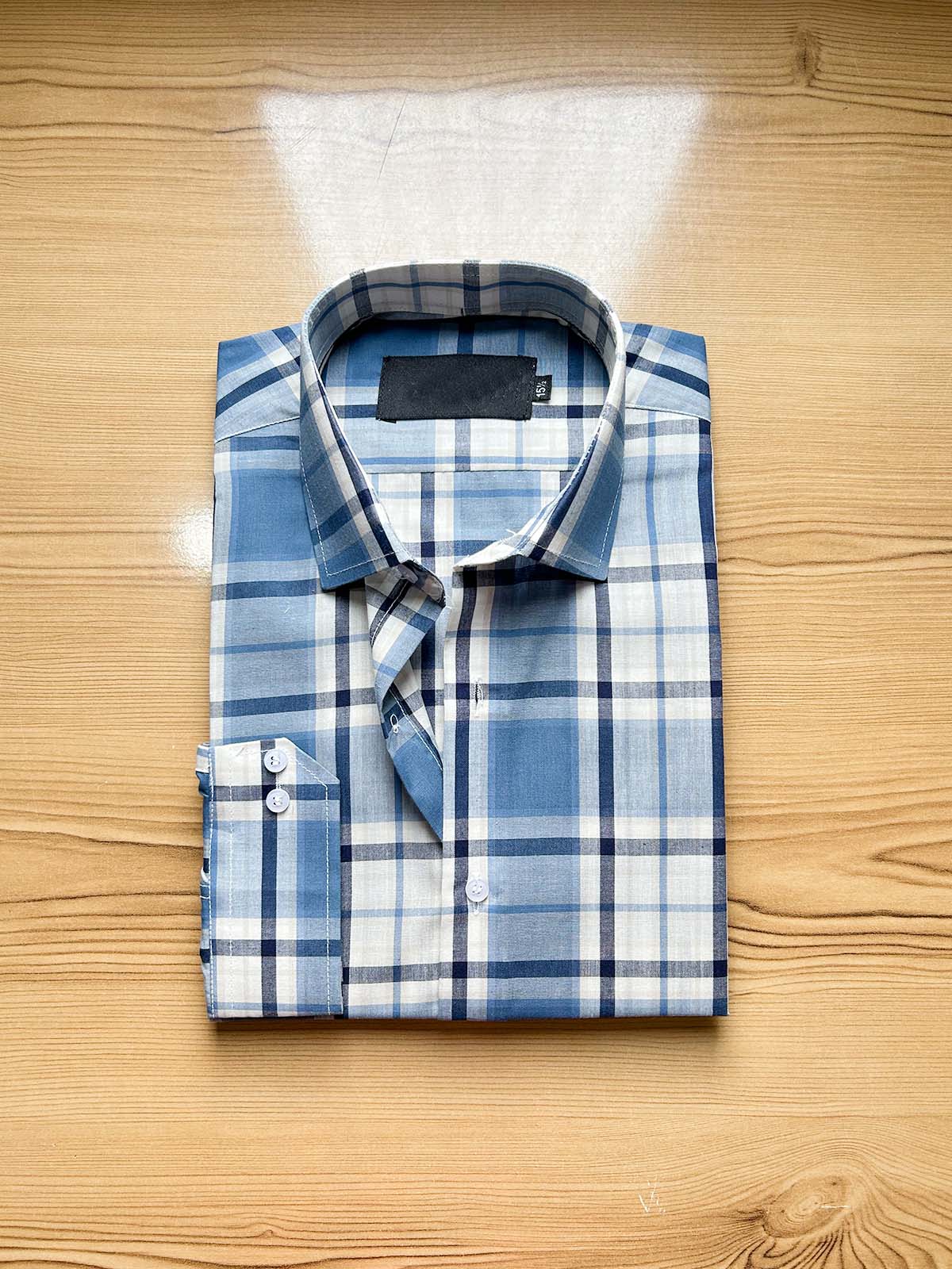 Blue Checks Formal Dress Shirt For Men MFS442