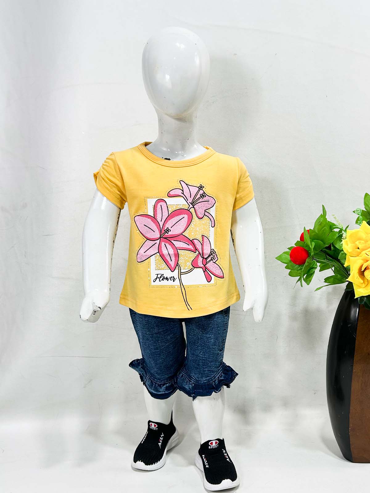 1Yr - 4Yrs Lilies Dark Yellow Suit For Girls SK GS414