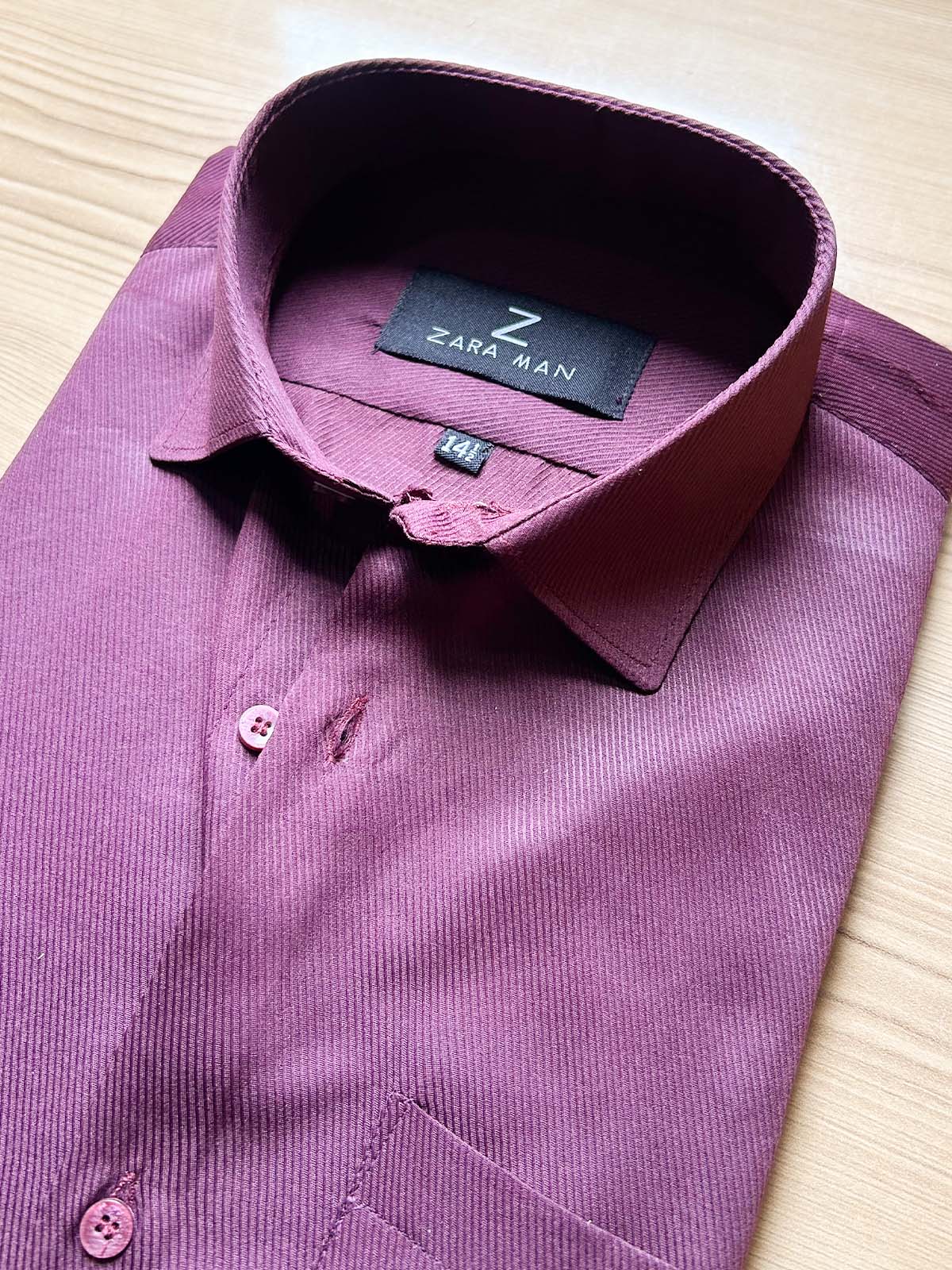 Maroon Self Textured Formal Dress Shirt For Men MFS572