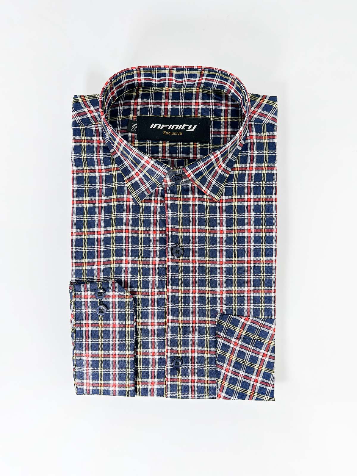 N Blue Checks Formal Dress Shirt For Men MFS402