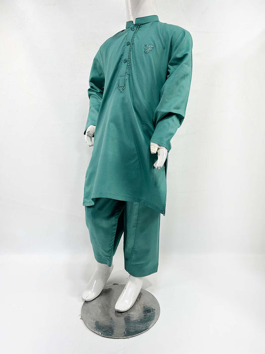 2Yrs - 17Yrs Green Kameez Shalwar Suit For Boys AM BKS172