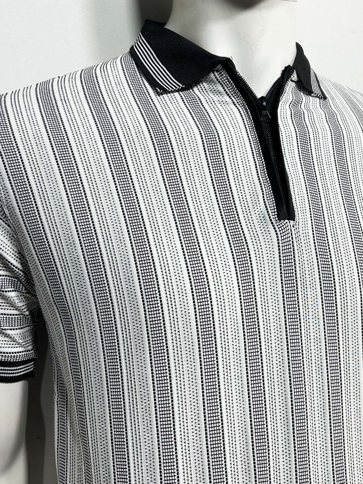 Grey Striped Polo T-Shirt For Men MTS495