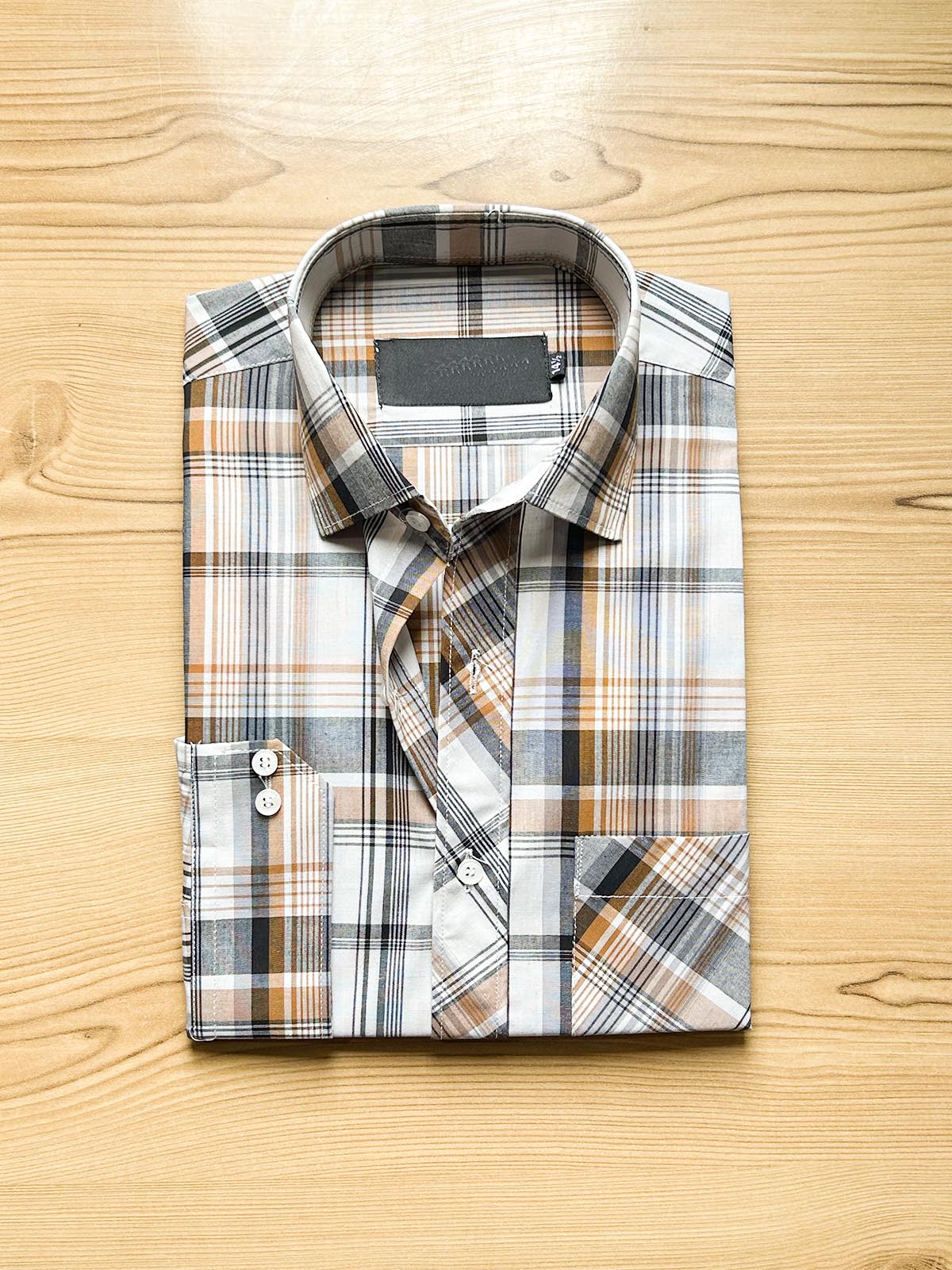 B Brown Checks Formal Dress Shirt For Men MFS500