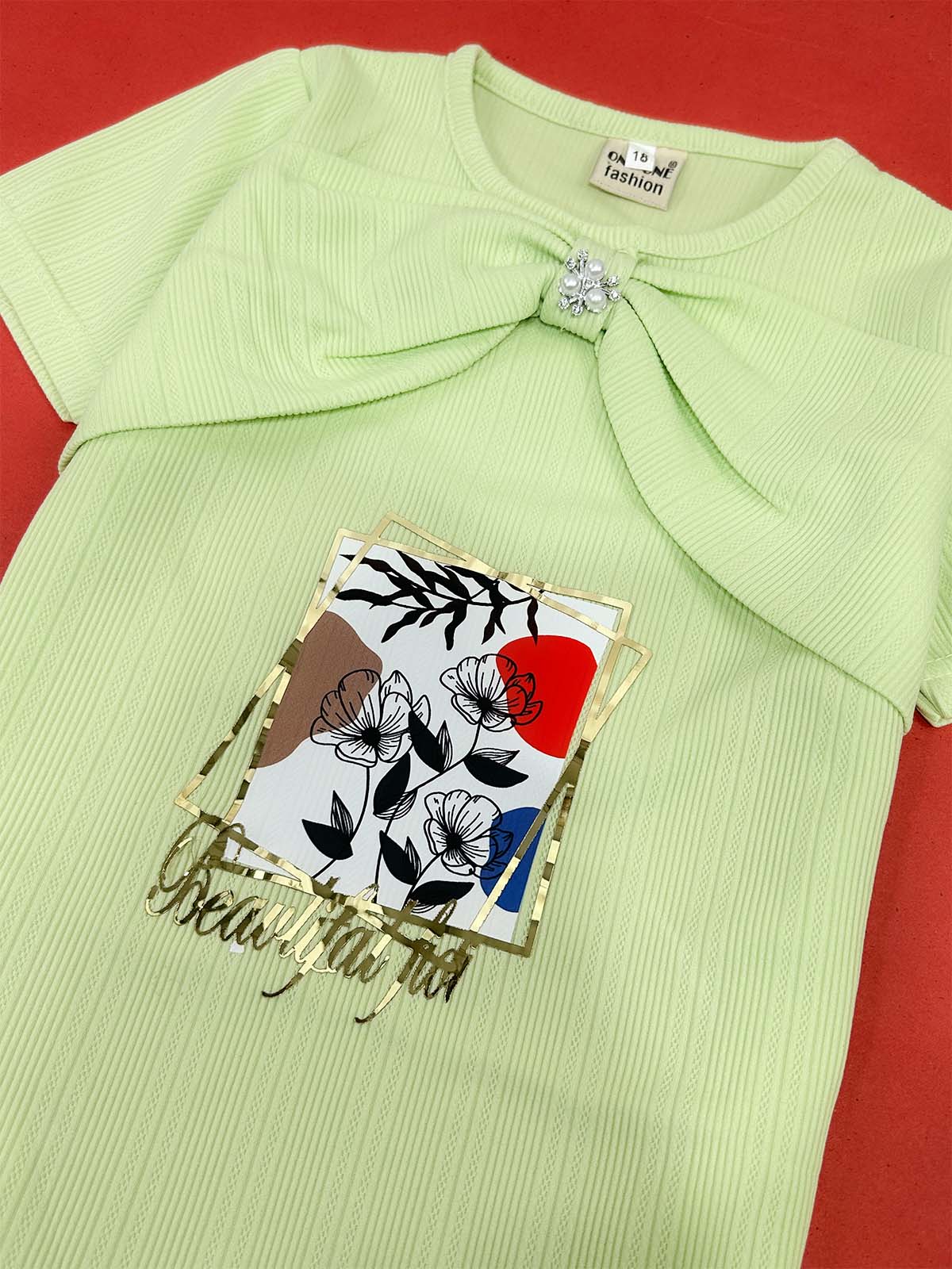 2Yrs - 7Yrs Green T-Shirt For Girls OP GTS94