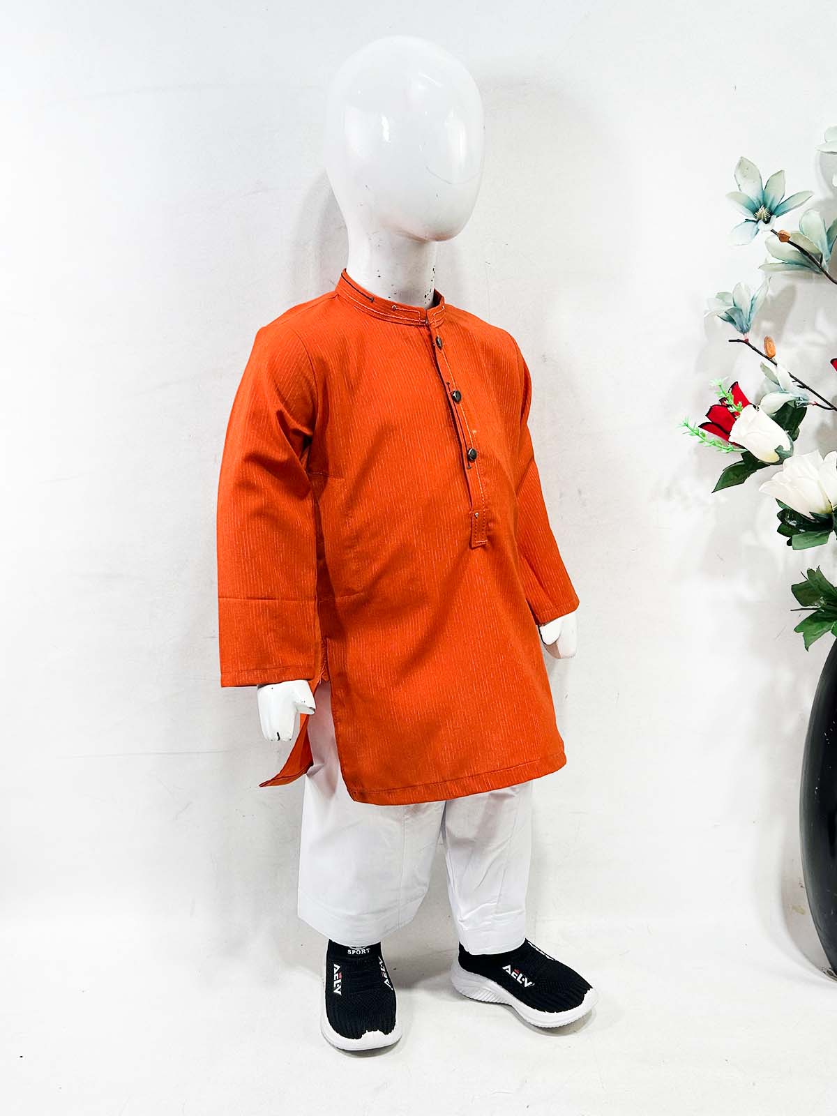 2Yrs - 4Yrs Orange Kameez Shalwar Suit For Boys AM BKS190