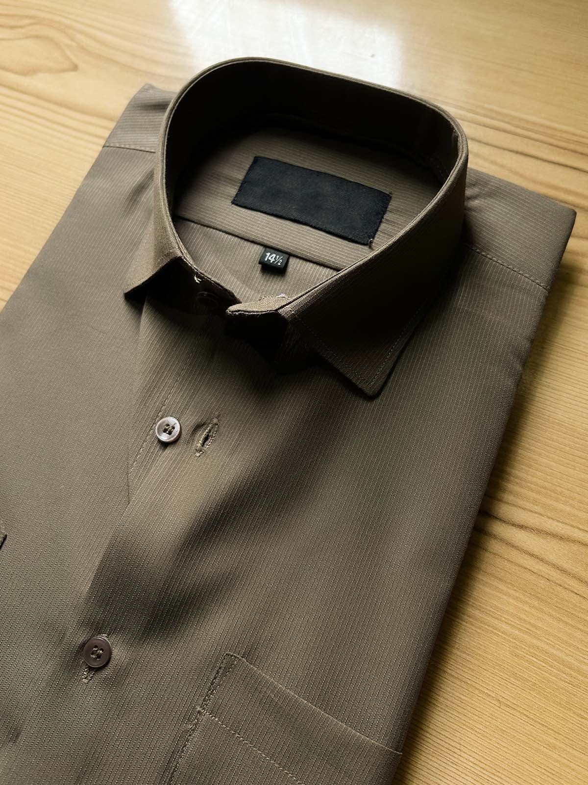 Brown Self Formal Dress Shirt For Men MFS564