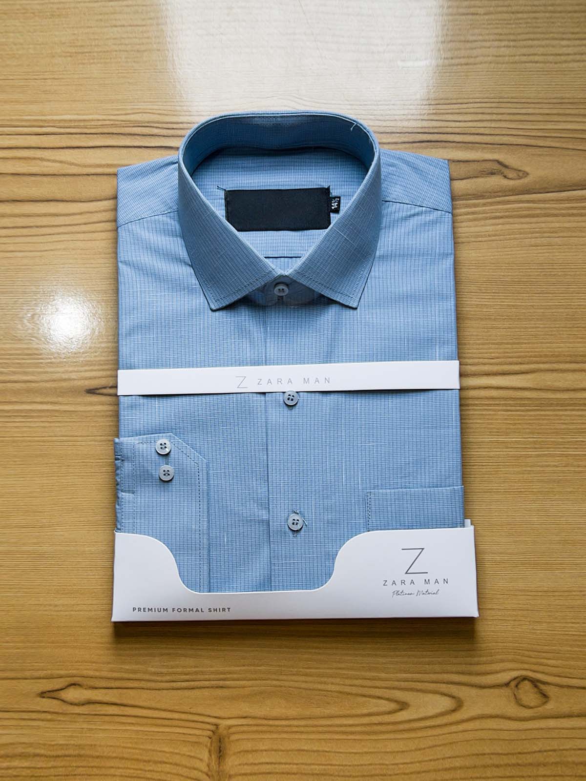 Blue Micro Checks Formal Dress Shirt For Men MFS428