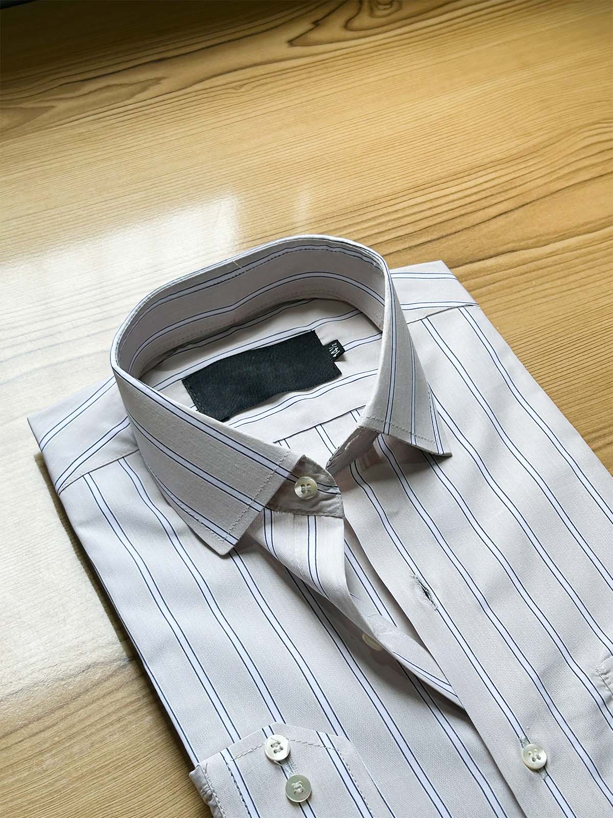 Beige Lines Formal Dress Shirt For Men MFS435
