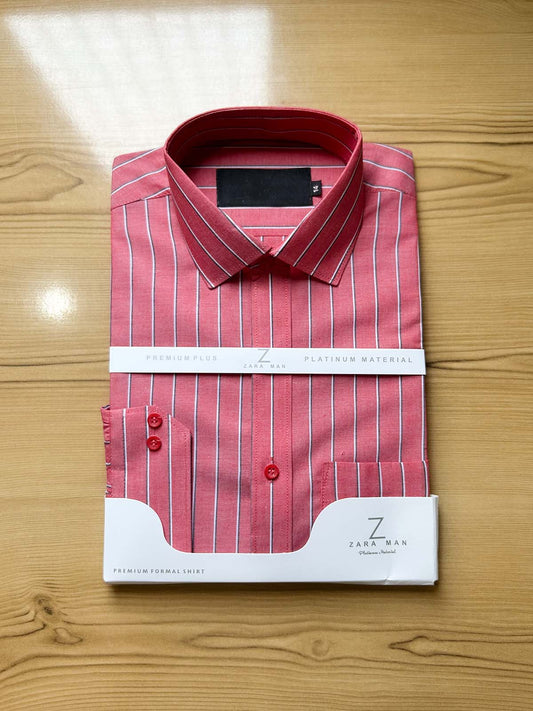 Deep Red Lines Formal Dress Shirt For Men MFS557