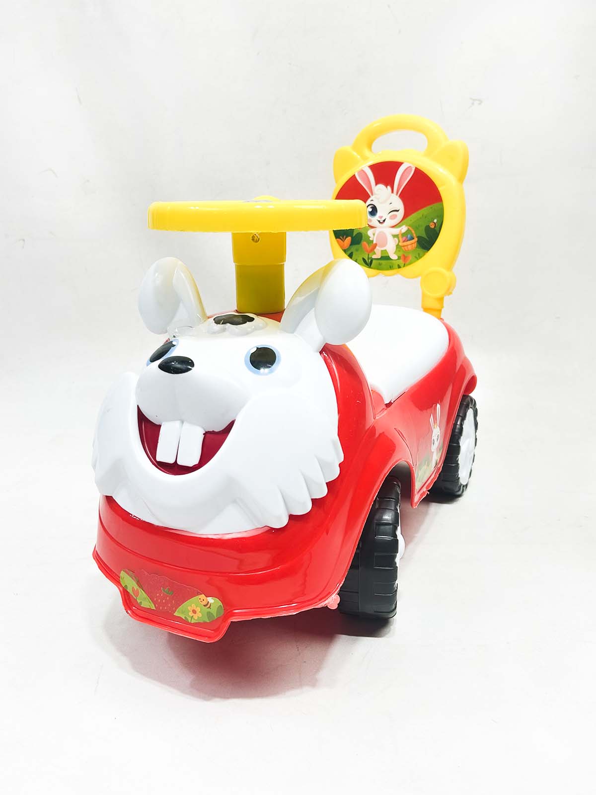 Rabbit Red 4 Wheel Ride On Push Car For Kids