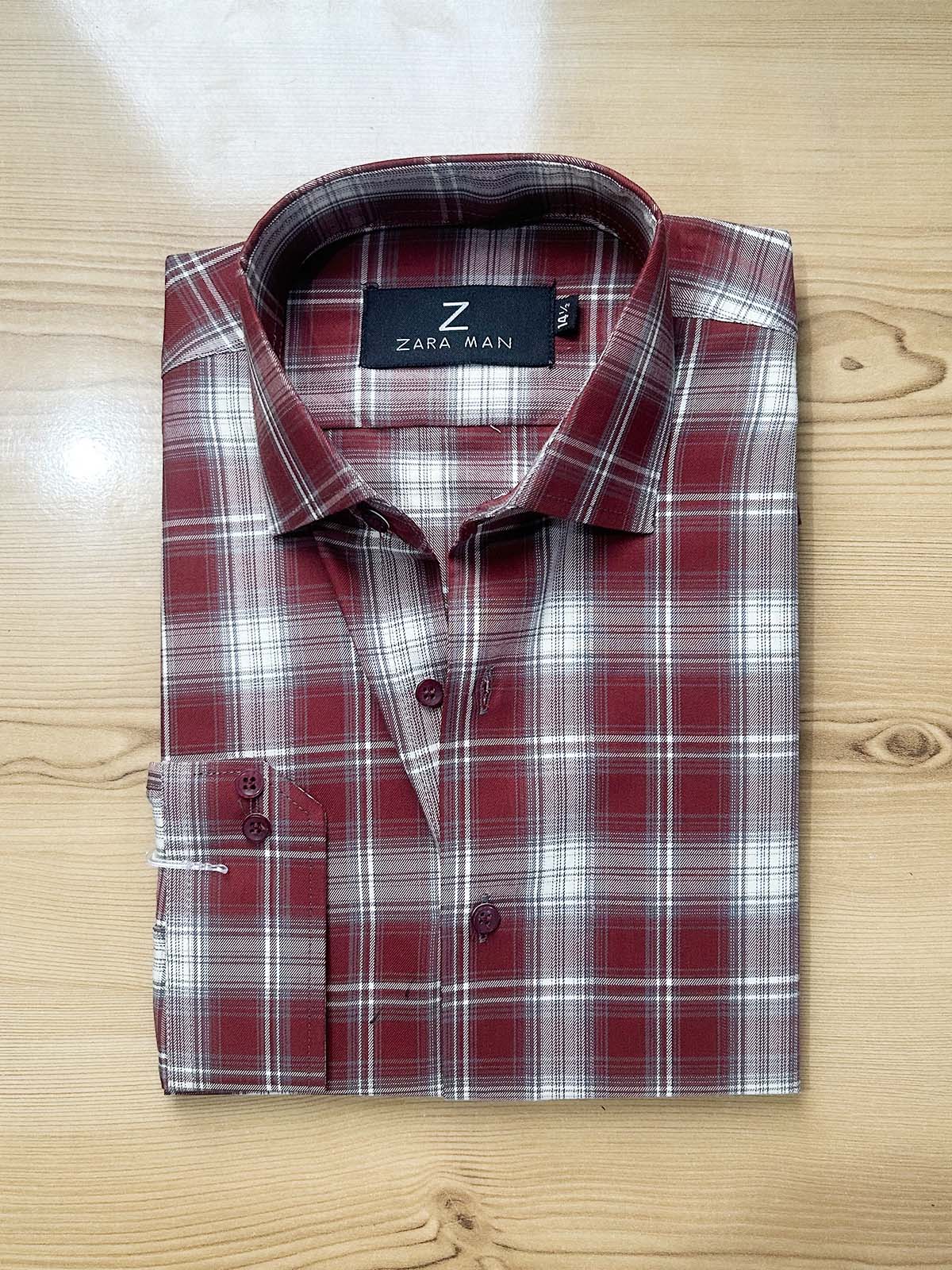 MFS607 Red Checks Formal Dress Shirt For Men