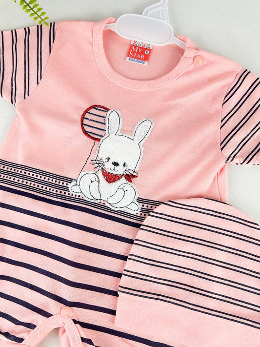 0Mth - 3Mth Coral Romper with Cap For Newborn HG NBR134