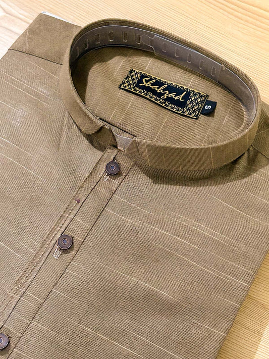 972-6 Brown Stitched Kurta Pajama Suit For Men MSK431