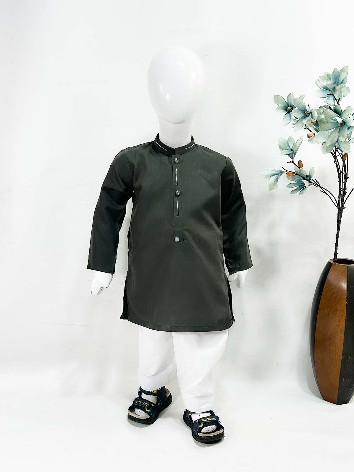 918 2Yrs - 16Yrs Green Kameez Shalwar Suit For Boys AM BKS181