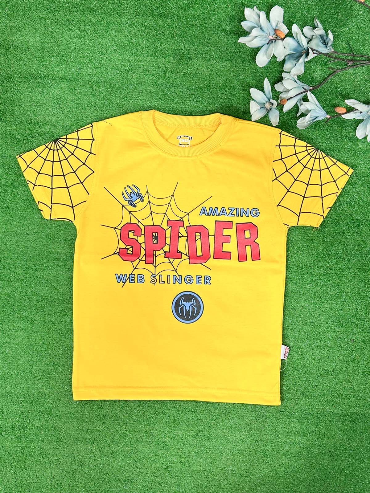 3Yrs - 7Yrs Spider Yellow T-Shirt For Boys SG BTS127